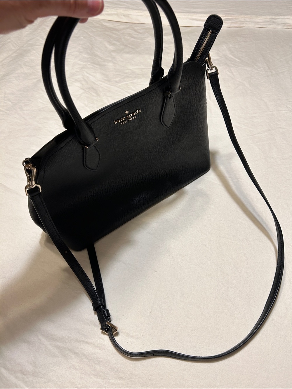 kate spade Black Leather Satchel with Detachable Crossbody Strap